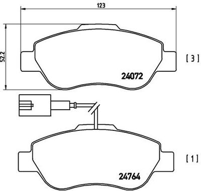 Комплект тормозных колодок, дисковый тормоз BREMBO P 23 107 для FIAT PANDA