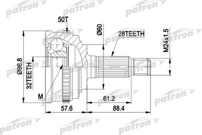 Шарнирный комплект, приводной вал PATRON PCV1131A для HONDA ACCORD