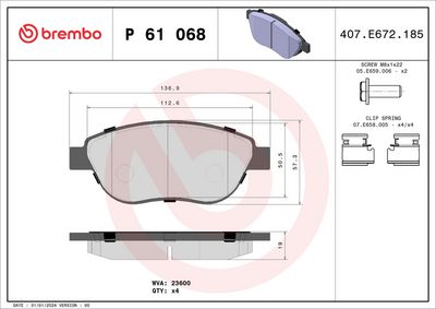 Brake Pad Set, disc brake P 61 068