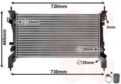 Радиатор, охлаждение двигателя VAN WEZEL 17002385 для PEUGEOT BIPPER