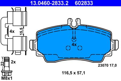 Комплект тормозных колодок, дисковый тормоз 13.0460-2833.2