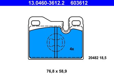 Комплект тормозных колодок, дисковый тормоз ATE 13.0460-3612.2 для PORSCHE 924