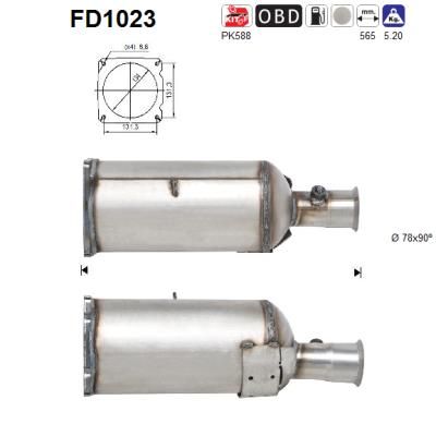 Filtr sadzy / filtr cząstek stałych, układ wydechowy AS FD1023