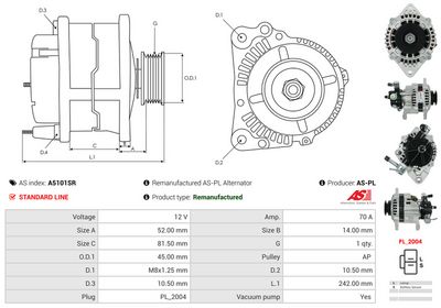GENERATOR / ALTERNATOR AS-PL A5101SR 4