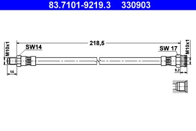 ATE 83.7101-9219.3 Тормозной шланг  для FIAT PANDA (Фиат Панда)