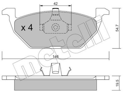 комплект спирачно феродо, дискови спирачки METELLI