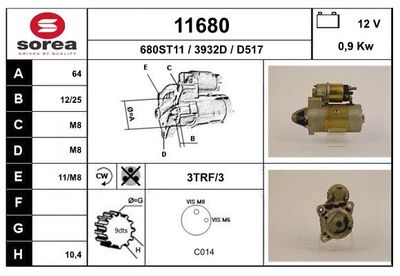 Стартер EAI 11680 для FIAT ELBA