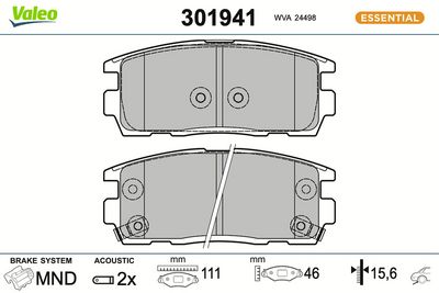 BREMSBELAGSATZ SCHEIBENBREMSE VALEO 301941