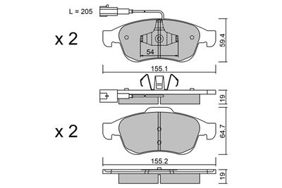AISIN BPFI-1046 Тормозные колодки и сигнализаторы  для ALFA ROMEO GIULIETTA (940_) 1.4 BiFuel (940FXA1A, 940FXT1A)