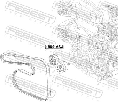 Belt Tensioner, V-ribbed belt 1890-ASJ