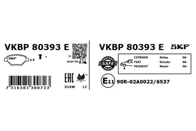 Brake Pad Set, disc brake VKBP 80393 E