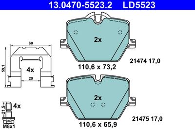Комплект тормозных колодок, дисковый тормоз ATE 13.0470-5523.2 для TOYOTA SUPRA