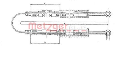 Тросик, cтояночный тормоз METZGER 321.5 для LANCIA Y10