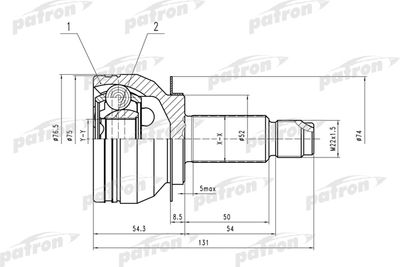 Шарнирный комплект, приводной вал PATRON PCV4042 для SUBARU LEGACY