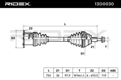 полуоска RIDEX 13D0030