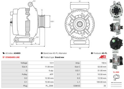 GENERATOR / ALTERNATOR AS-PL A3480S 4