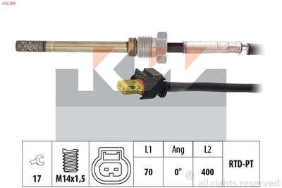czujnik, temperatura spalin KW 422 209