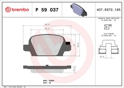 Комплект тормозных колодок, дисковый тормоз P 59 037