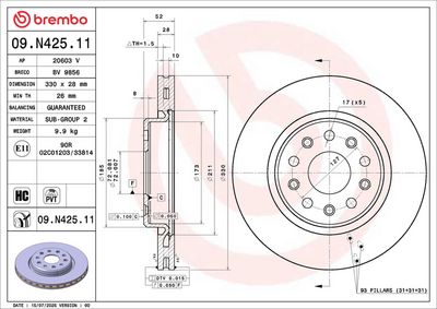 Brake disc Voor past: JEEP GRAND CHEROKEE L V 2.0H 05.21-