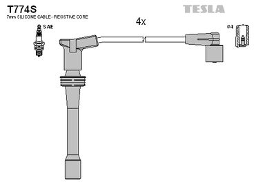 Комплект проводов зажигания TESLA T774S для LADA 112
