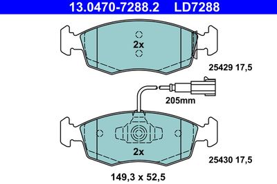 Комплект тормозных колодок, дисковый тормоз 13.0470-7288.2