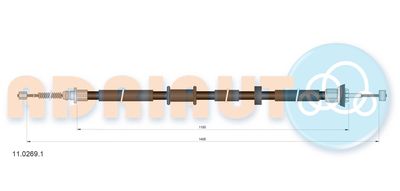 Тросик, cтояночный тормоз ADRIAUTO 11.0269.1 для FIAT PANDA