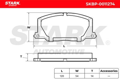 комплект спирачно феродо, дискови спирачки STARK SKBP-0011274