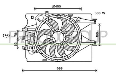 PRASCO FT040F002 Вентилятор системы охлаждения двигателя  для FIAT 500L (Фиат 500л)