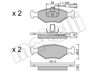 Комплект тормозных колодок, дисковый тормоз METELLI 22-0273-1 для FIAT ALBEA
