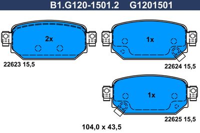 Комплект тормозных колодок, дисковый тормоз GALFER B1.G120-1501.2 для MAZDA CX-3