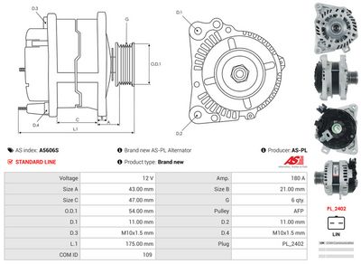 GENERATOR / ALTERNATOR AS-PL A5606S 4