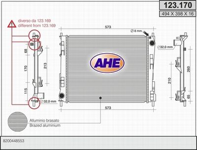 AHE 123.170 Крышка радиатора  для RENAULT WIND (Рено Wинд)