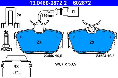 Комплект тормозных колодок, дисковый тормоз ATE 13.0460-2872.2 для SEAT ALHAMBRA