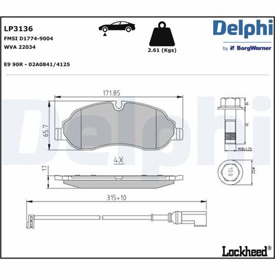 Brake Pad Set, disc brake LP3136