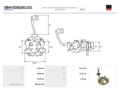 Børsteholder, starter AS-PL SBH1028(DELCO)