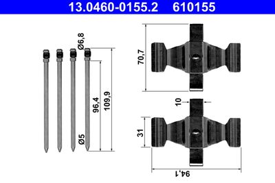 Комплектующие, колодки дискового тормоза 13.0460-0155.2