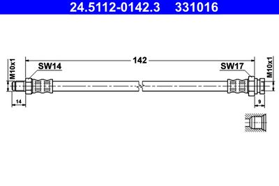 ATE 24.5112-0142.3 Тормозной шланг  для FIAT 500L (Фиат 500л)