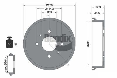 BENDIX Braking BDM1144 Тормозной барабан  для MITSUBISHI COLT VI (Z3_A, Z2_A) 1.3 LPG