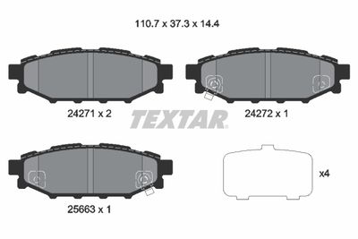 Комплект тормозных колодок, дисковый тормоз TEXTAR 2427101 для SUBARU WRX