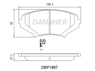 Комплект тормозных колодок, дисковый тормоз DANAHER DBP1867 для MAZDA RX-8