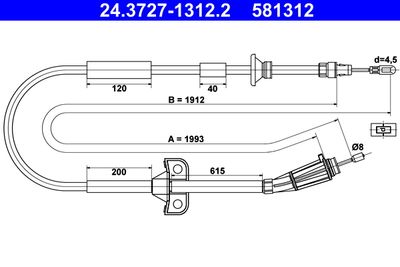 Тросик, cтояночный тормоз ATE 24.3727-1312.2 для VOLVO S80