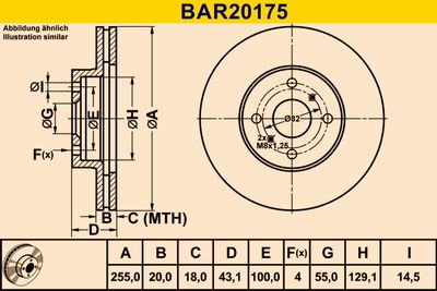 Тормозной диск BARUM BAR20175 для TOYOTA bB
