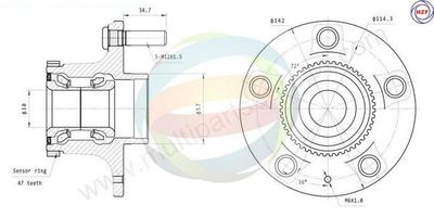 Комплект подшипника ступицы колеса Multiparts 70-000001 для DAEWOO LEGANZA