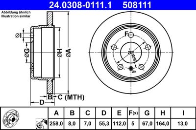 Тормозной диск ATE 24.0308-0111.1 для MERCEDES-BENZ VANEO