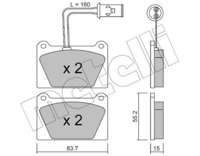 комплект спирачно феродо, дискови спирачки METELLI 22-0052-1