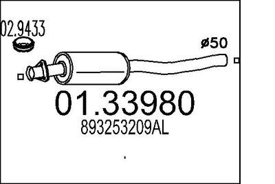 MTS 01.33980 Глушитель выхлопных газов  для AUDI 80 (Ауди 80)