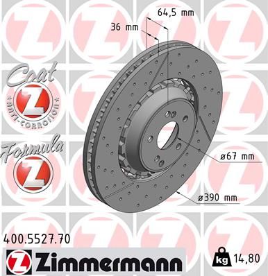 Тормозной диск ZIMMERMANN 400.5527.70 для MERCEDES-BENZ AMG
