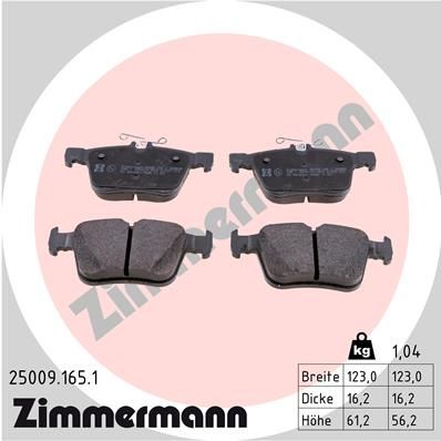 Комплект тормозных колодок, дисковый тормоз ZIMMERMANN 25009.165.1 для SEAT TARRACO