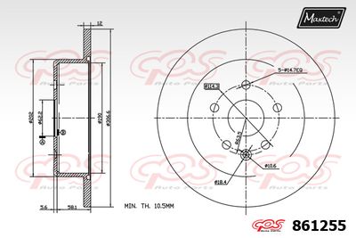 MAXTECH 861255 Тормозные диски  для LEXUS ES (MCV_, VZV_) 3.0 (MCV30_, MCV20_)