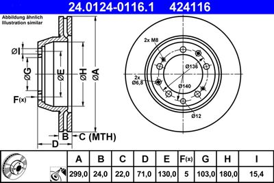 Тормозной диск ATE 24.0124-0116.1 для PORSCHE 944